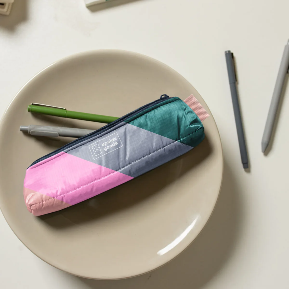 Pink/Gray/Green Blank Diagonal View Lifestyle