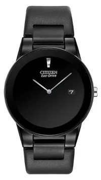 Citizen® Men's Axiom Collection Eco-Drive® Watch w/Black Leather Strap & Black Dial