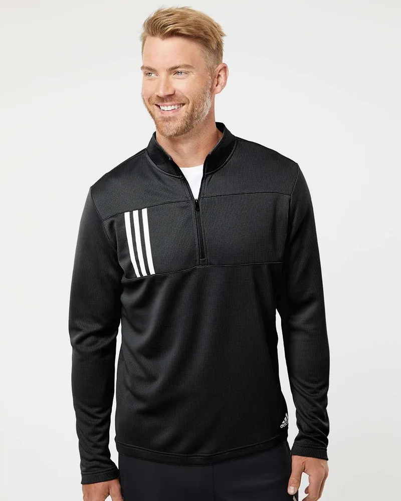 Adidas® 3-Stripes Double Knit Quarter-Zip Pullover Shirt