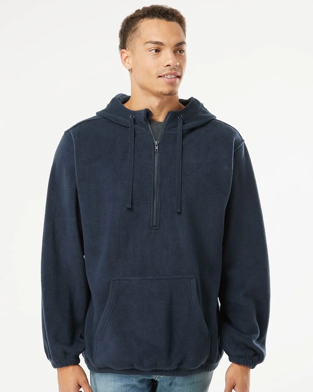 Burnside® Polar Fleece Quarter-Zip Hooded Pullover
