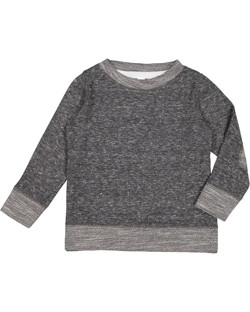 Rabbit Skins Toddler Harborside Melange French Terry Crewneck with Elbow Patches view 7