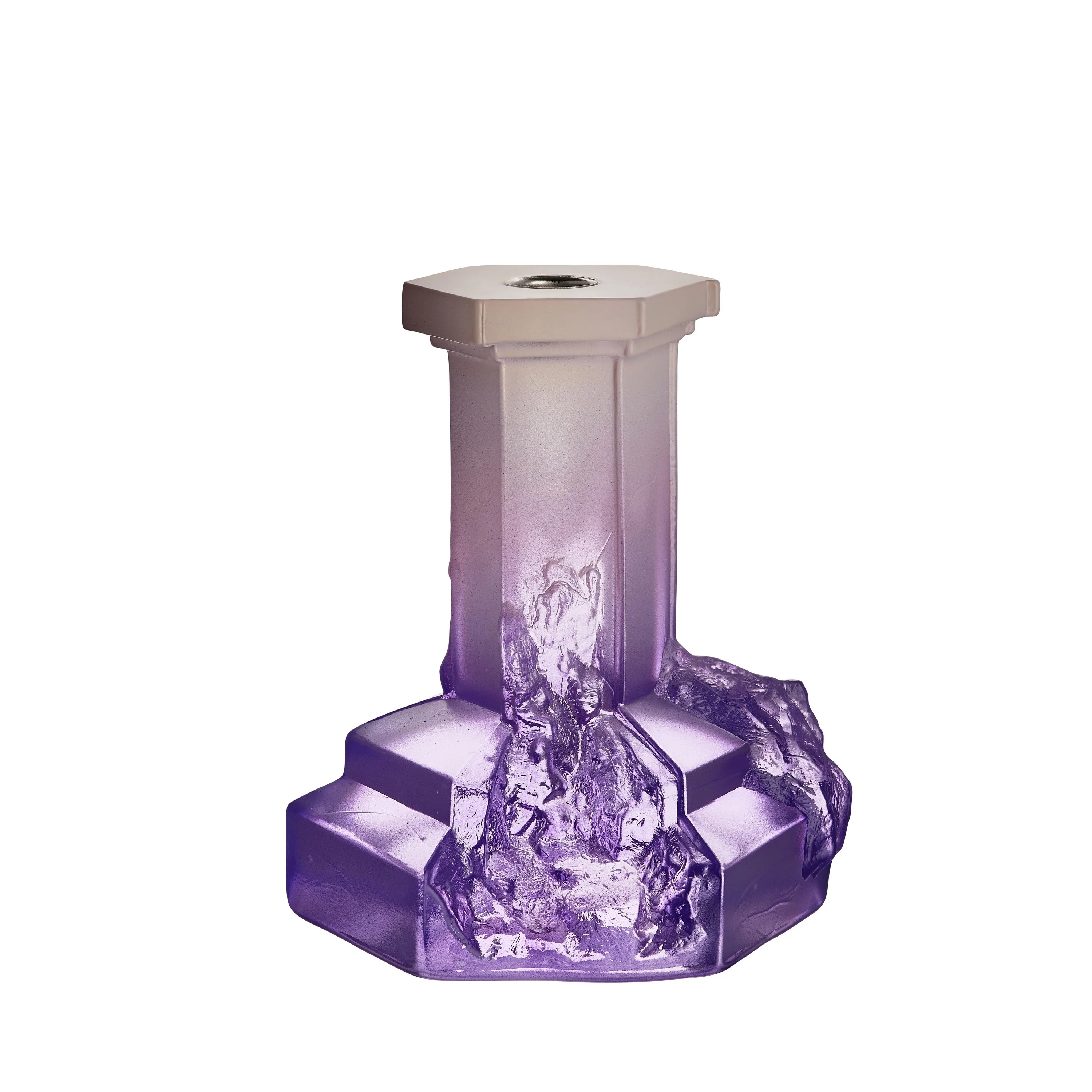 Kosta Boda Rocky Baroque Candlestick Lilac Haze Large