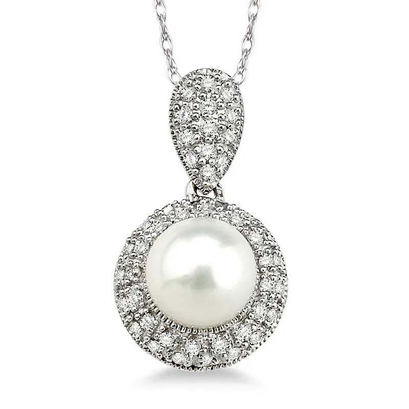 Jilco Inc Diamond & Pearl Necklace - White Gold