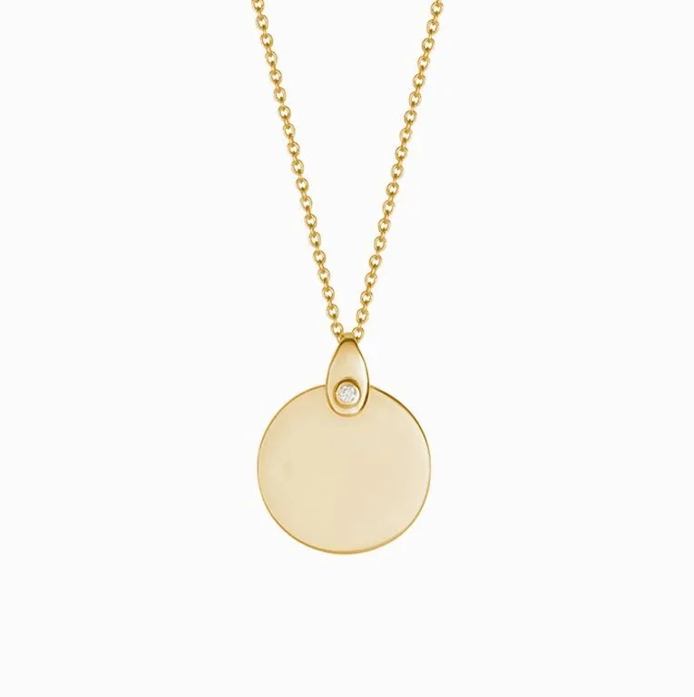 Jilco Inc Diamond Teardrop Bale Disc Necklace