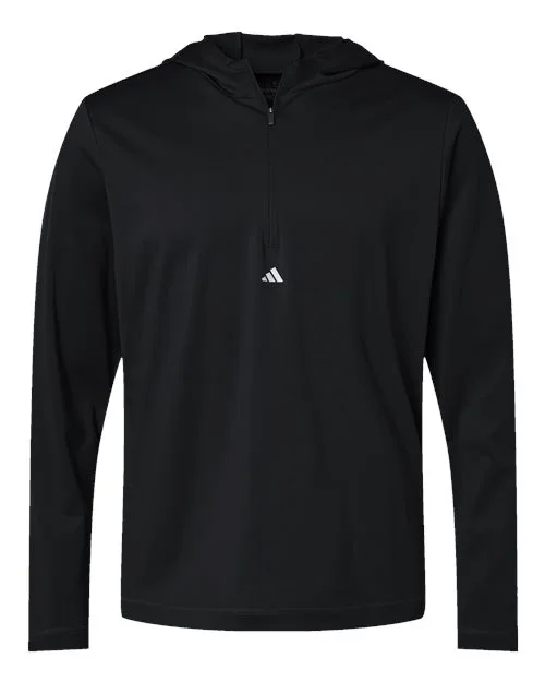 Adidas® Men's Lightweight Quarter-Zip Hooded Pullover Sweater