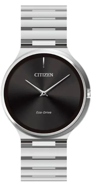 Citizen® Unisex Stiletto Eco-Drive® Stainless Steel Bracelet Watch (Silver/Black)