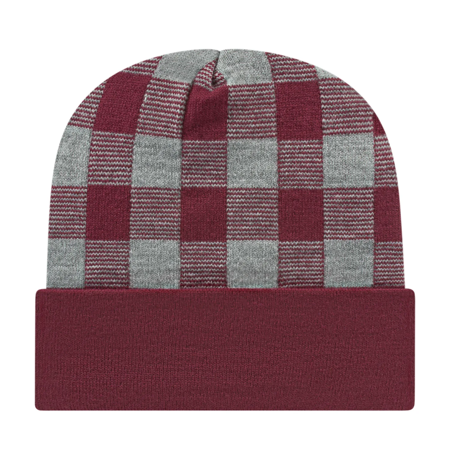 Plaid Knit Cap with Cuff view 7