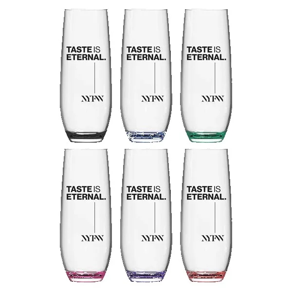 Jubilee 9oz Stemless Champagne Flute Glass with Color Bottom