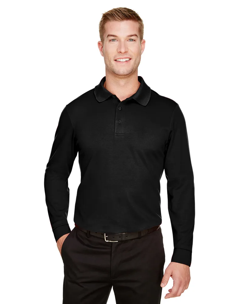 Devon and Jones® Men's Tall CrownLux Performance® Plaited Long Sleeve Polo Shirt