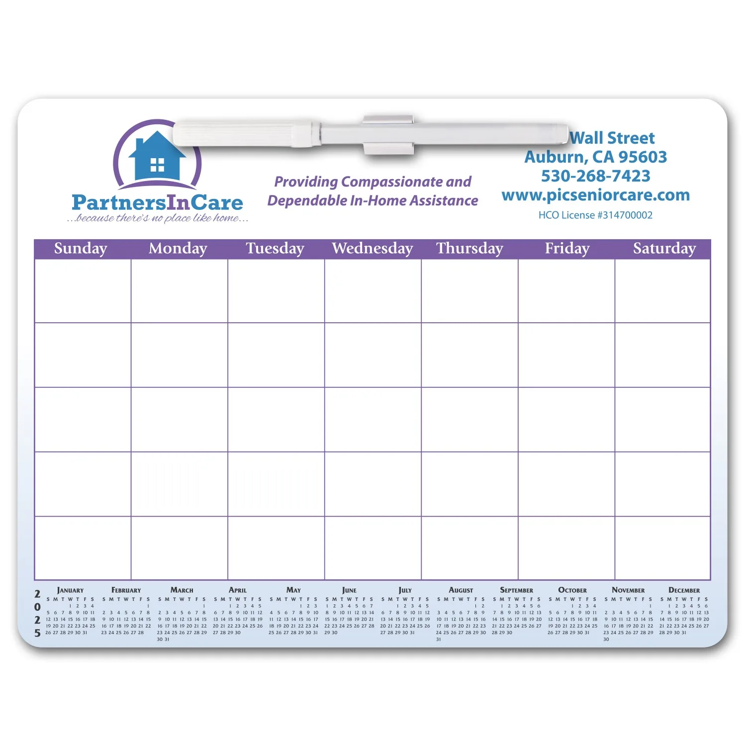 Memo Board Calendar w/ Mag