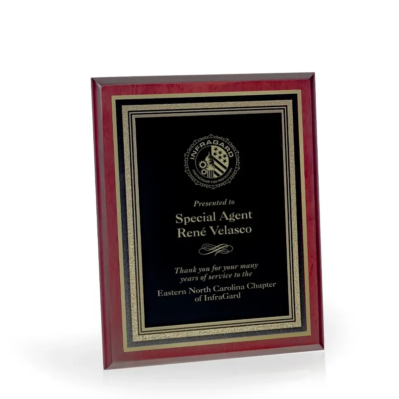 Carlos Mahogany Finish Award Plaque,