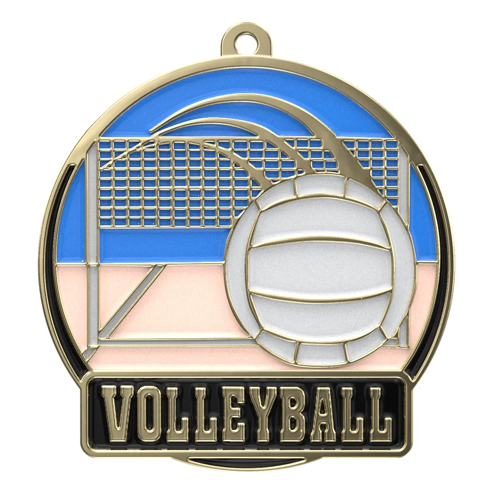 Bright Gold Volleyball High Tech Medallion (2")