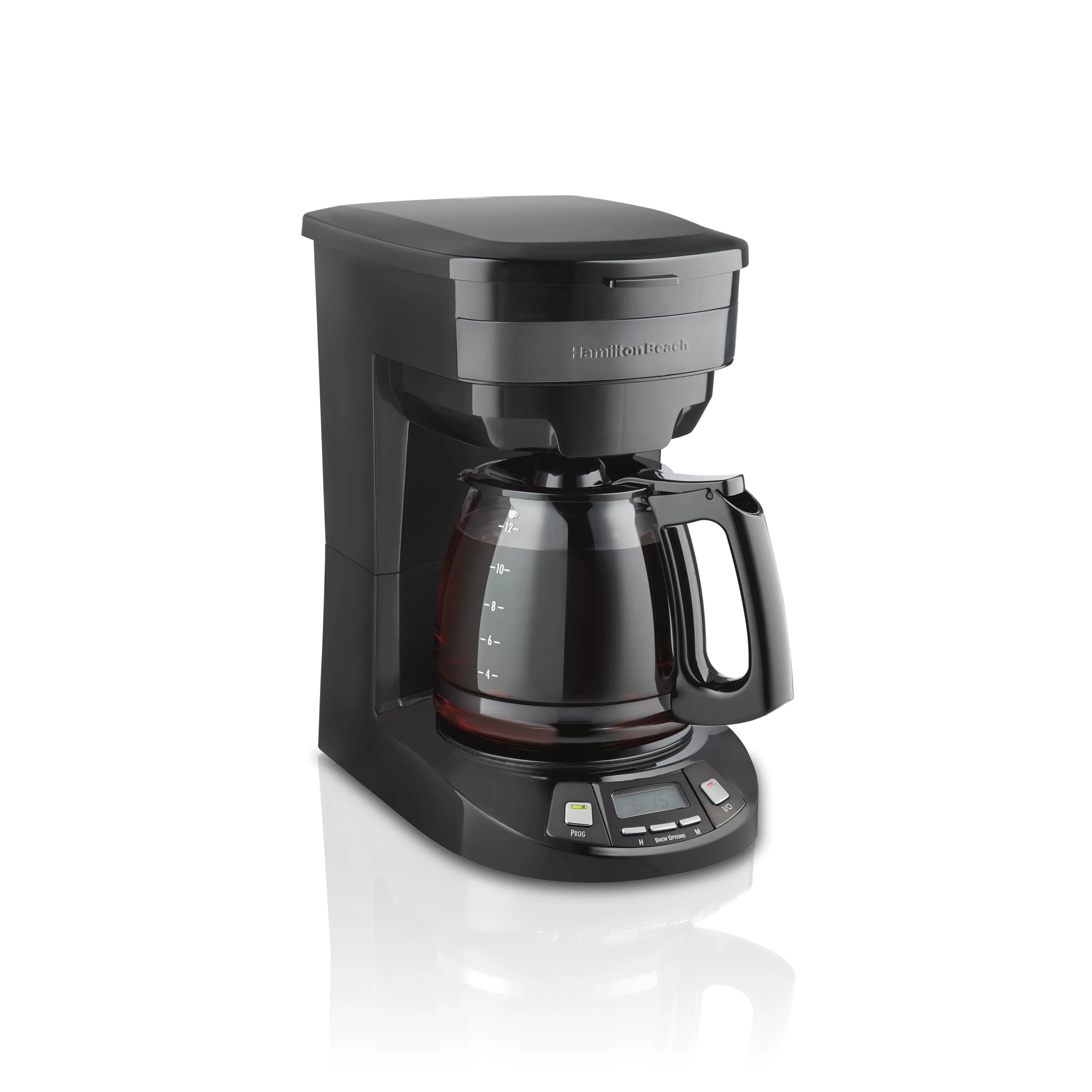 Hamilton Beach Programmable Coffee Maker, 12 Cup Capacity, Black Stainless Steel Accents, 46293