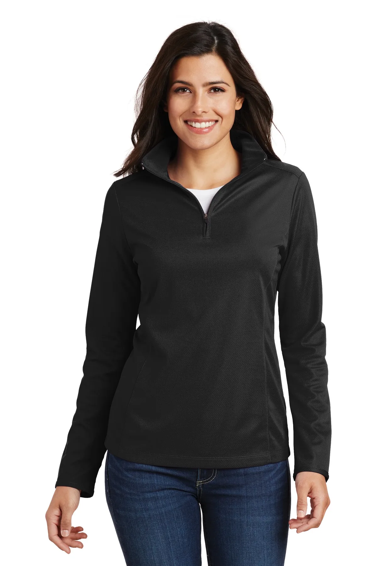 Port Authority® Women's Pinpoint Mesh 1/2-Zip .