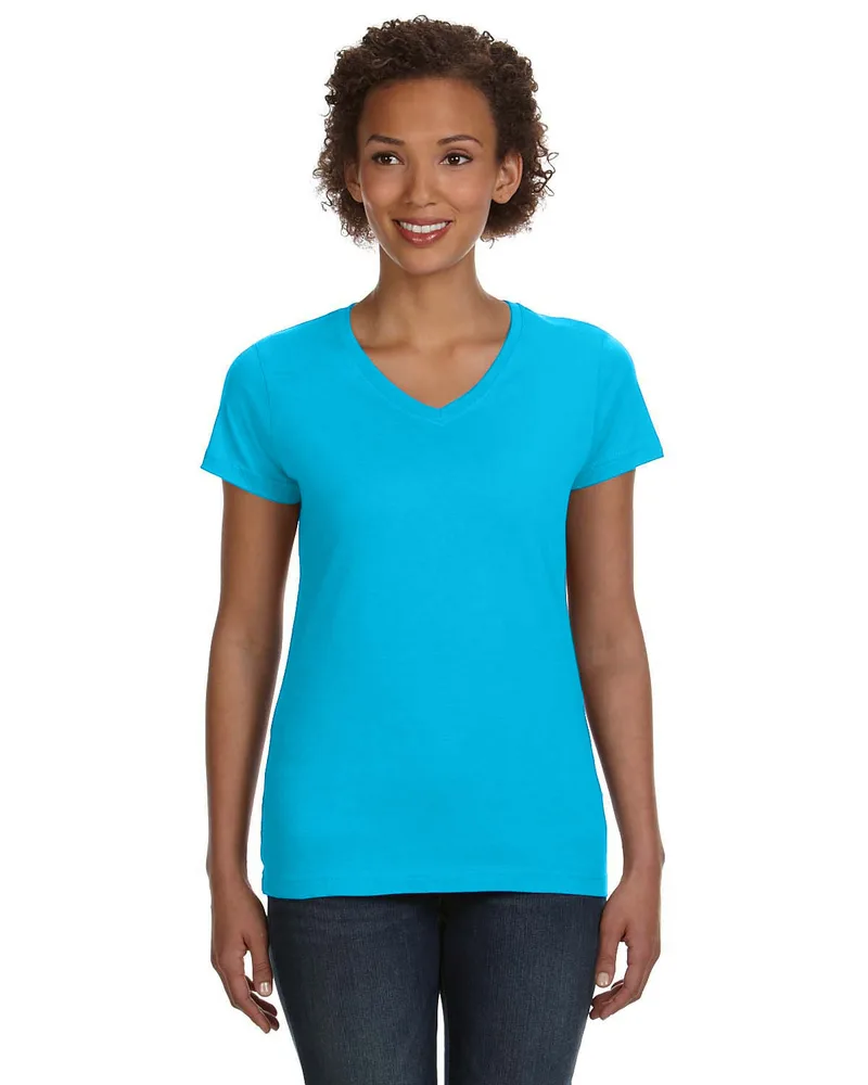 LAT Ladies' V-Neck Fine Jersey T-Shirt