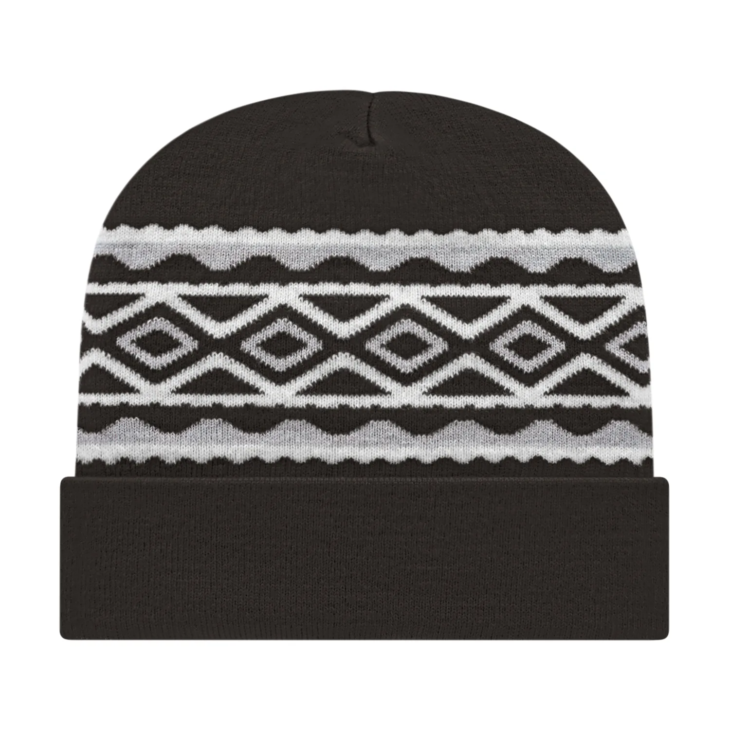 Diamond Pattern Knit Cap with Cuff view 3