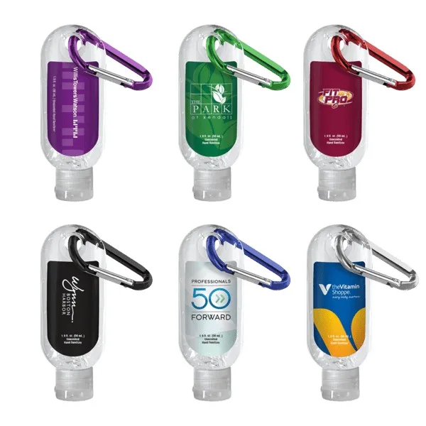 1.9 oz. Clear Sanitizer in Clear Bottle with Carabiner view 4