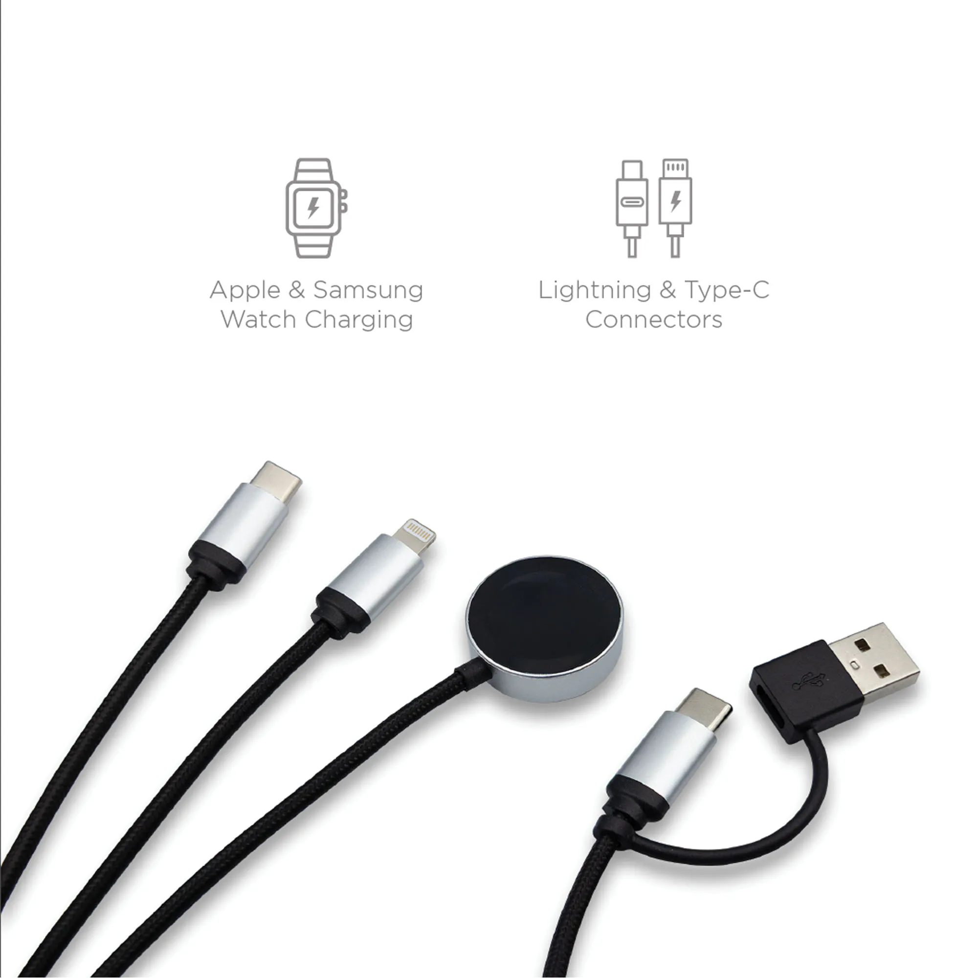 Velora, 3-in-1 Light-up Charging Cable with Apple & Samsung Watch Charging view 3