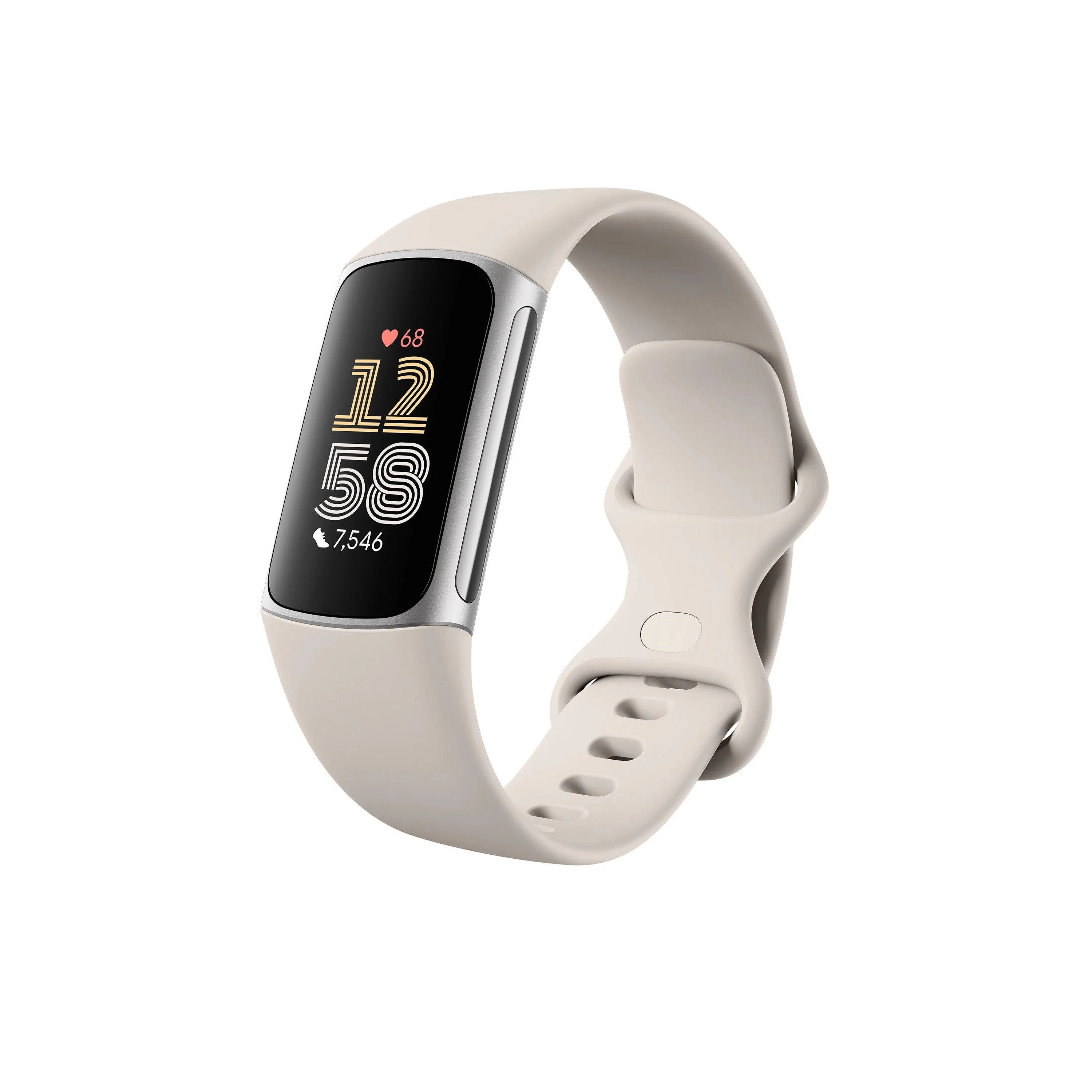 Fitbit Charge 6 Fitness Tracker Porcelain/Silver Aluminum