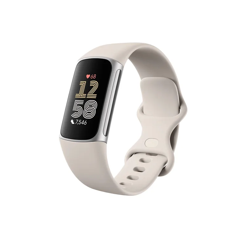 Fitbit Charge 6 Fitness Tracker Porcelain/Silver Aluminum