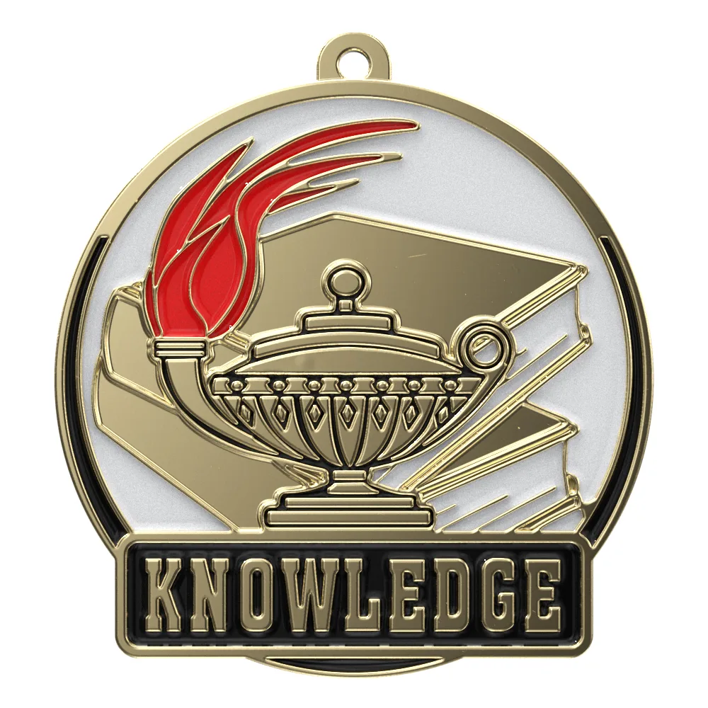 Bright Gold Book & Lamp High Tech Medallion (2")