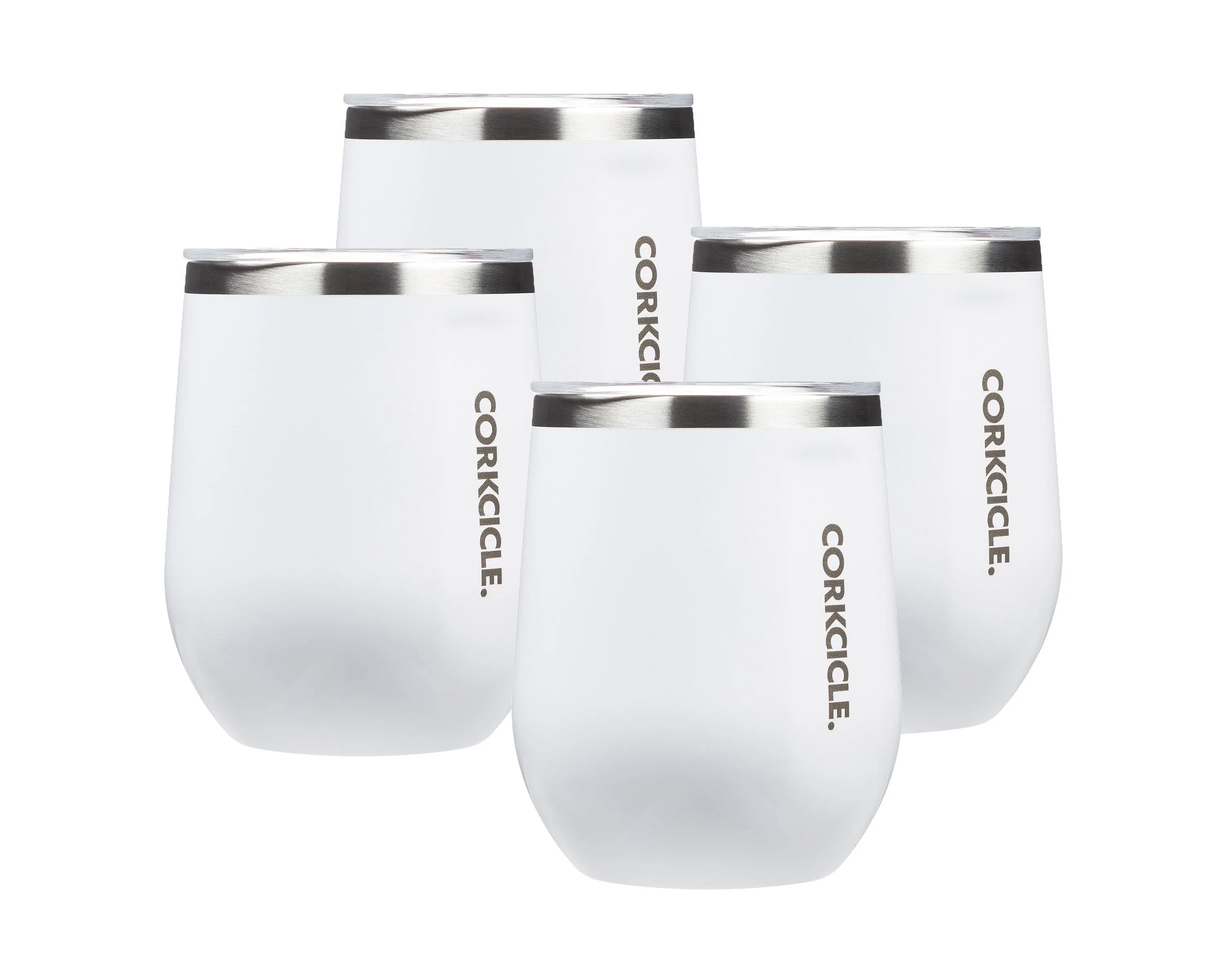 Corkcicle 12 Oz. Stemless Wine Cup - Gloss White, 4 Pack