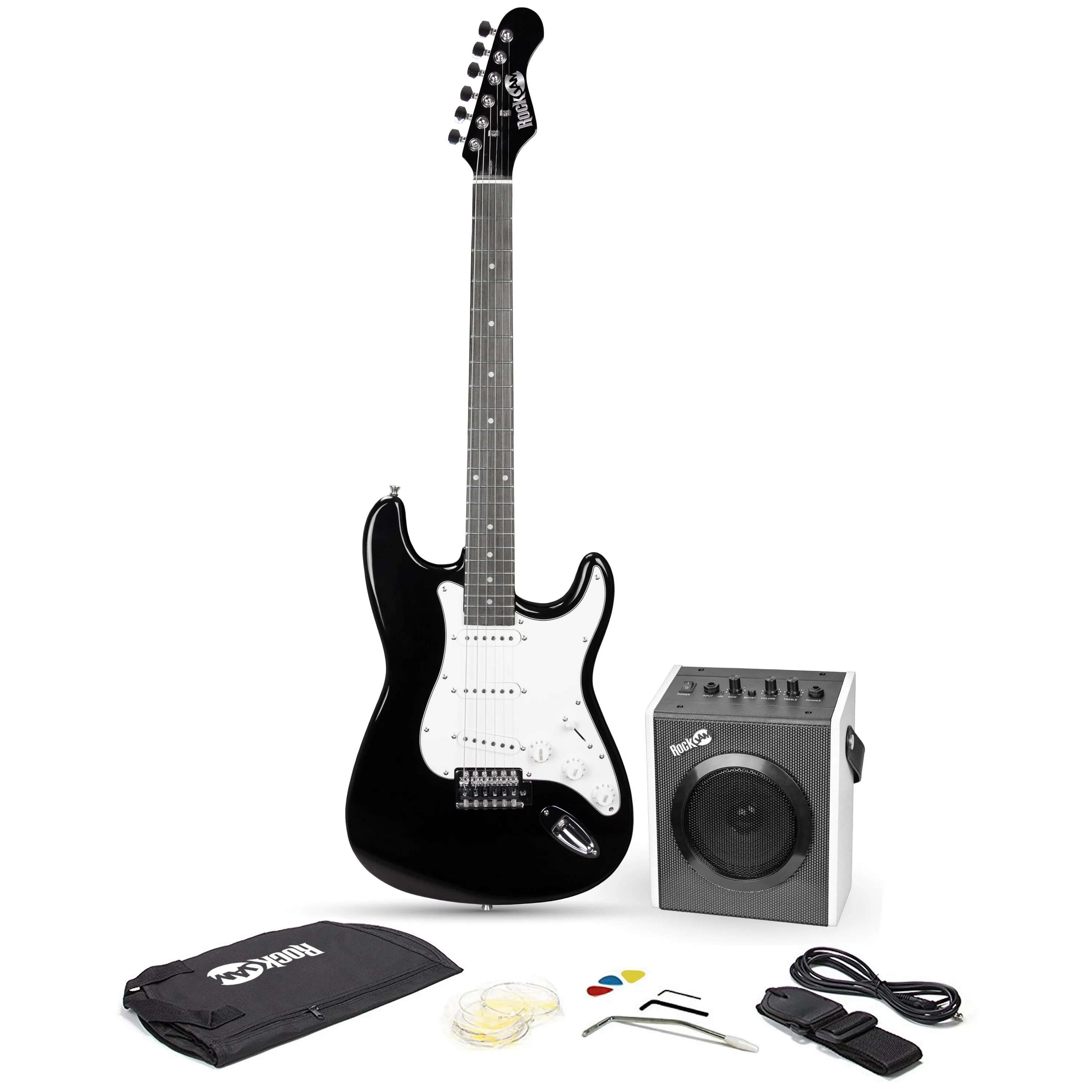 RockJam Full-Size Black Electric Guitar Kit