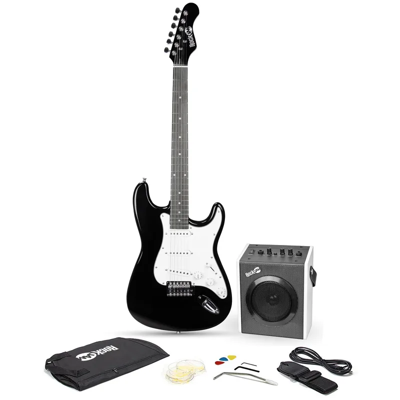 RockJam Full-Size Black Electric Guitar Kit