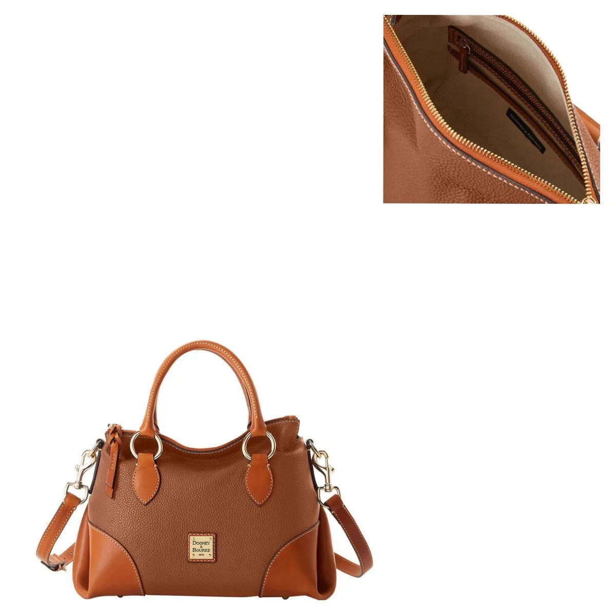 Dooney & Bourke Caramel Pebble w/Florentine Trim Satchel 30