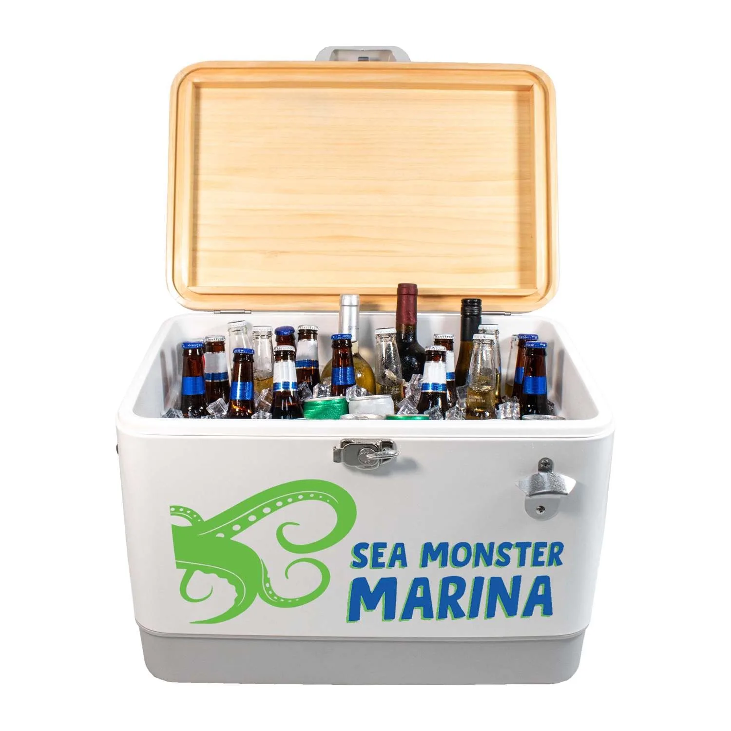 Sasquatch 54QT Wood Top Cooler, Front Decal view 3