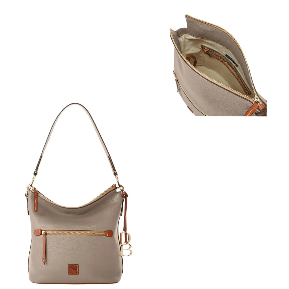 Dooney & Bourke Taupe Pebble Grain Large Sac