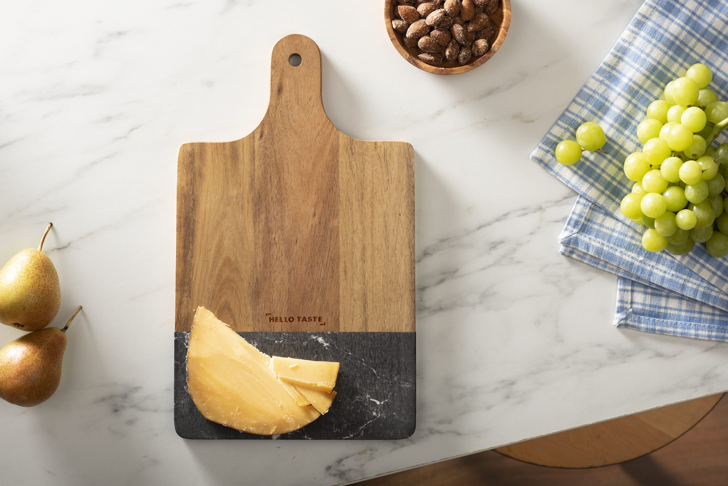 Black Marble and Wood Cutting Board