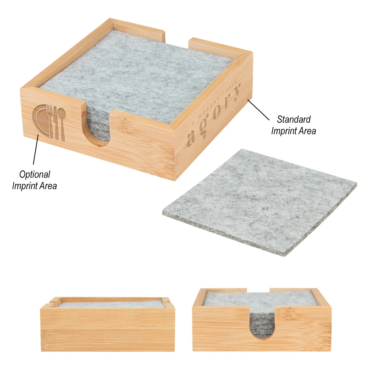 Bamboo & Recycled Felt Coaster Set view 2