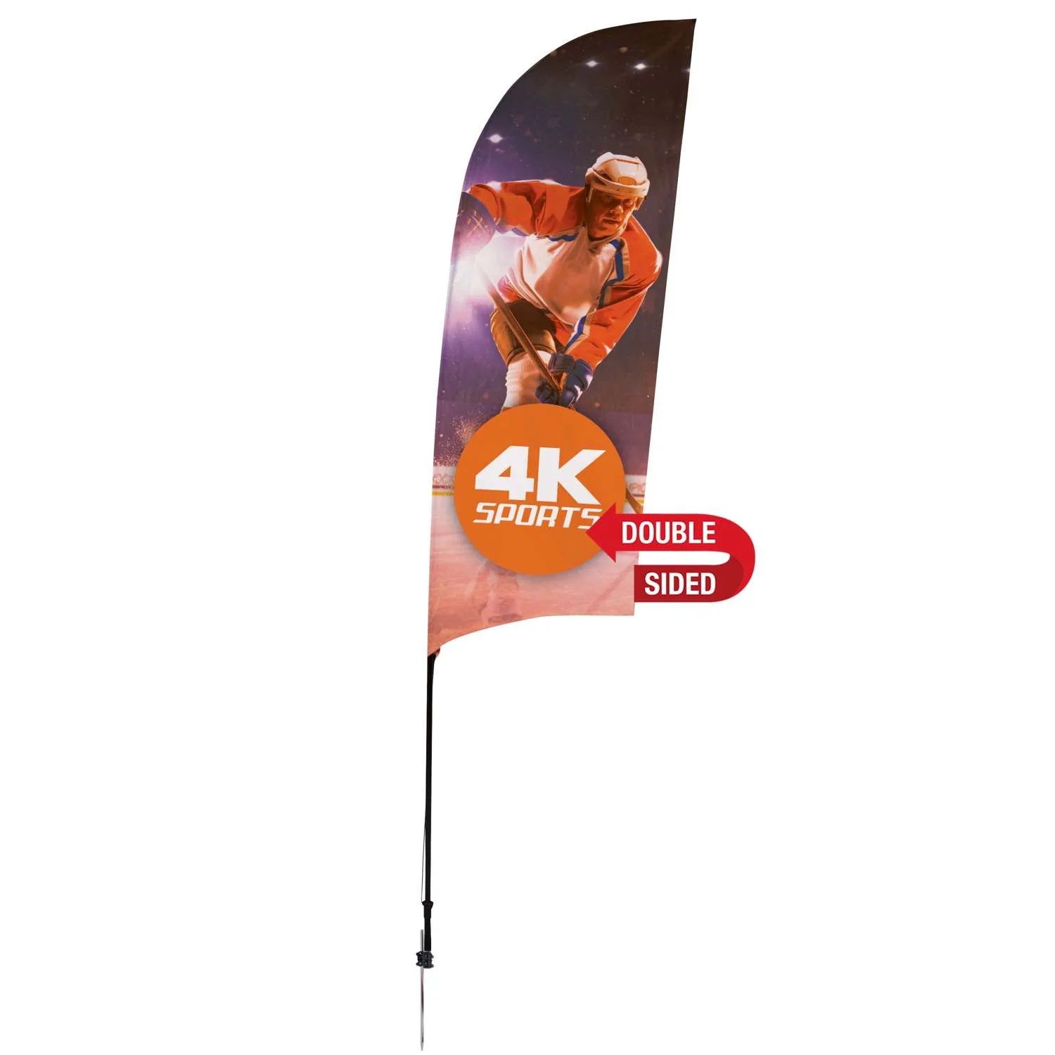 9' Streamline Razor Sail Sign Flag, 2-Sided, Ground Spike