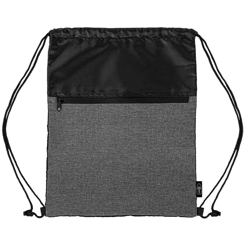 rPET Heather Draw String Bag w/Front Zipper Pocket view 5