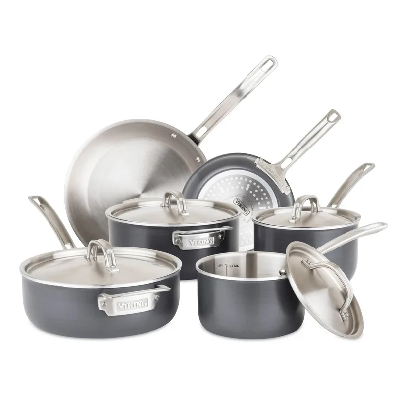 Viking 5-Ply 10-Piece Hard Anodized Stainless Steel Cookware Set