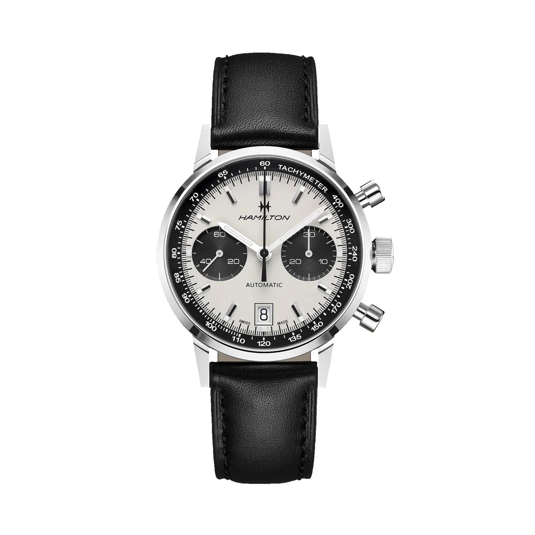 Hamilton American Classic Intra-Matic Auto Chrono Black Leather Strap Watch