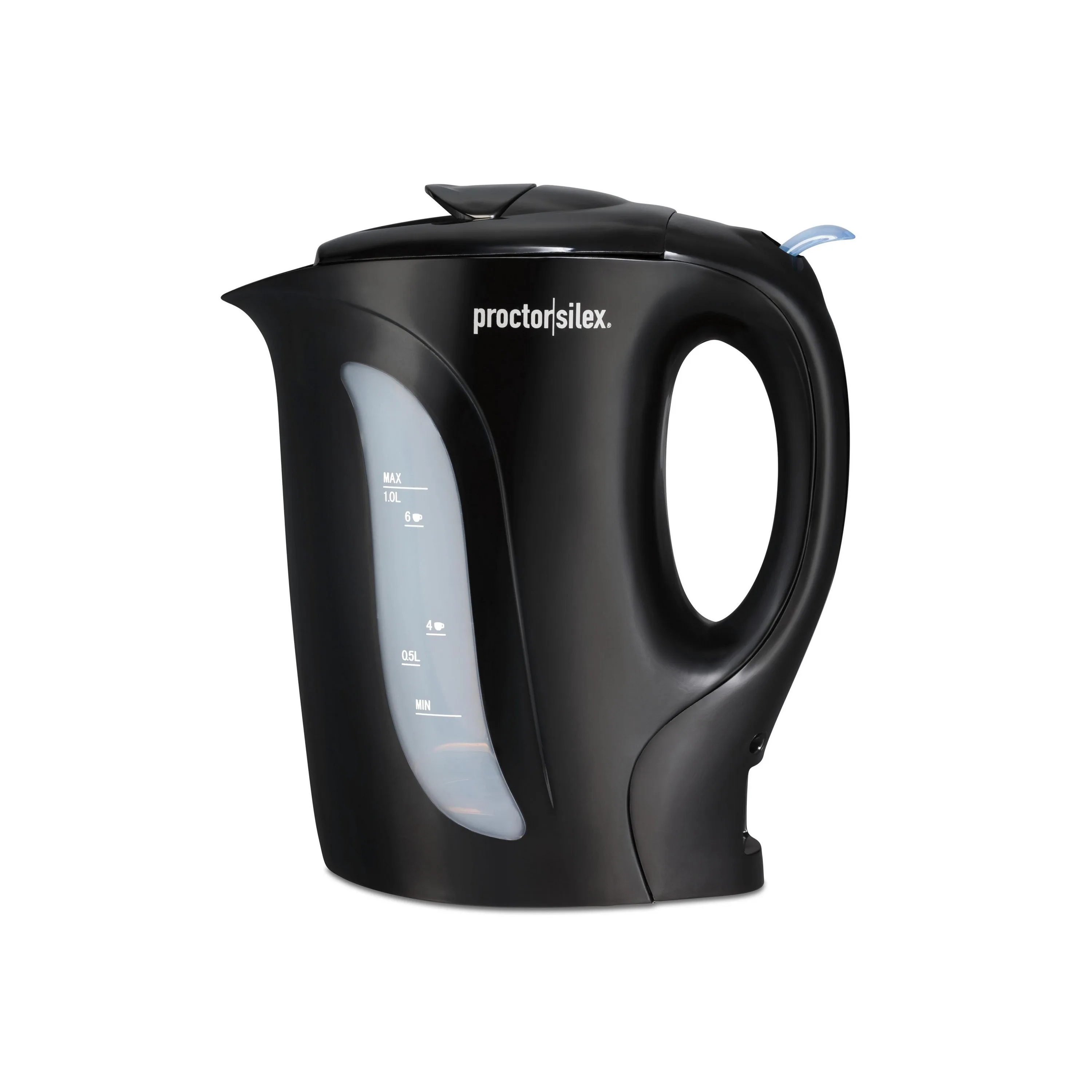 Proctor Silex Electric Kettle, Detachable Cord, Auto Shutoff, Boil-Dry Protection, 1 Liter Capacity,
