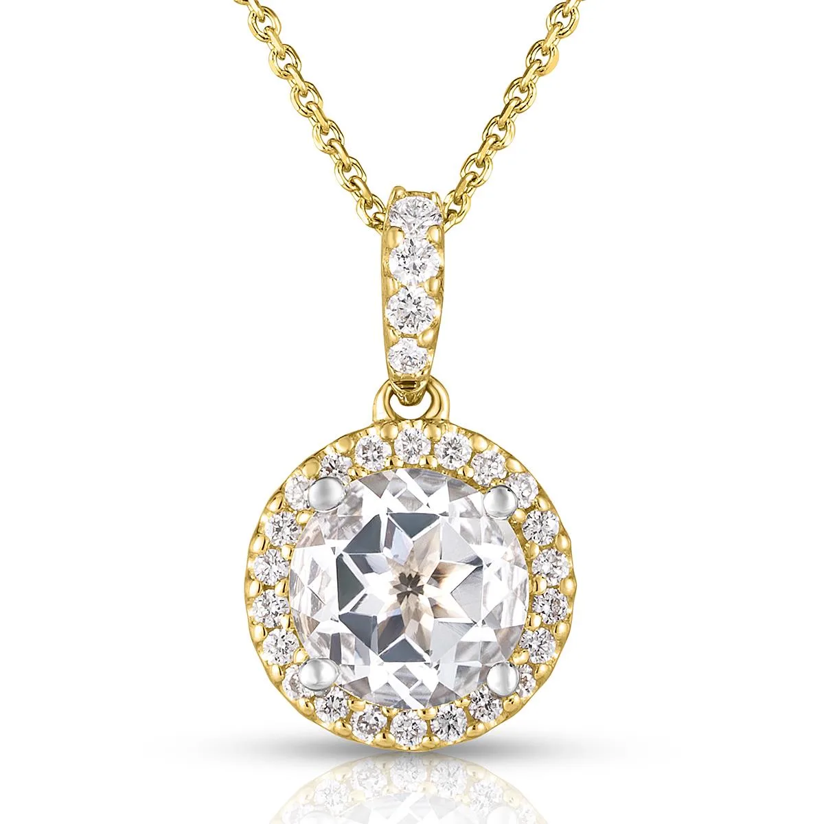 Jilco Inc White Topaz And Diamond Necklace - Yellow Gold