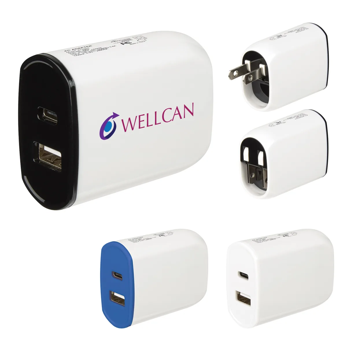 Ul Listed 2-in-1 Usb Type-c Wall Adapter