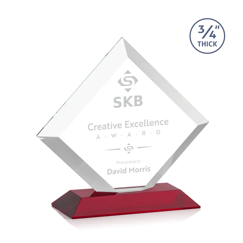 Deep Etch, Standard base, Red, 8.25" x 7.75" x 3"
