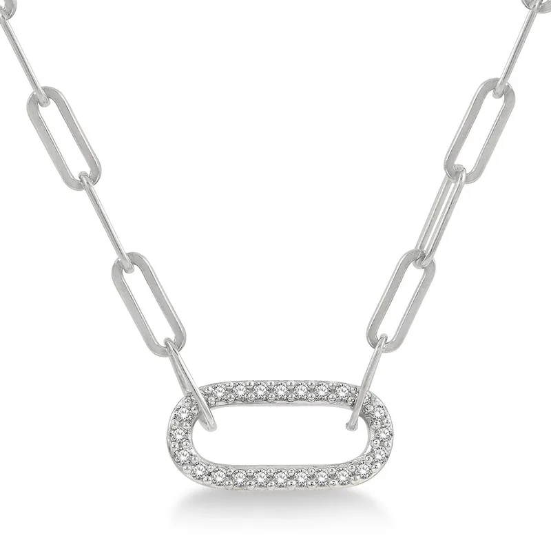 Jilco Inc Diamond Paperclip Necklace - White Gold