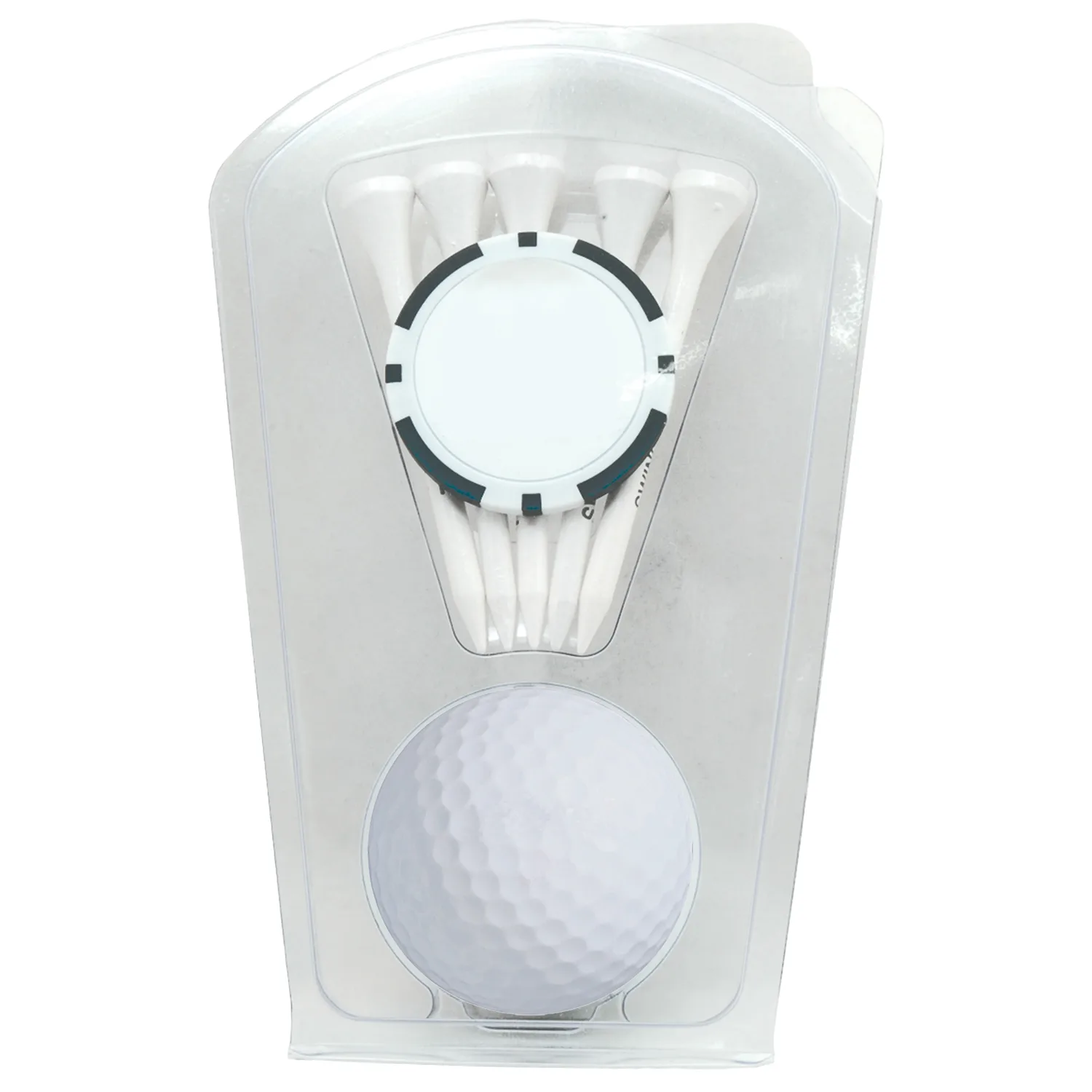 Golf Ball Clamshell with Poker Chip and Five Golf Tees view 2