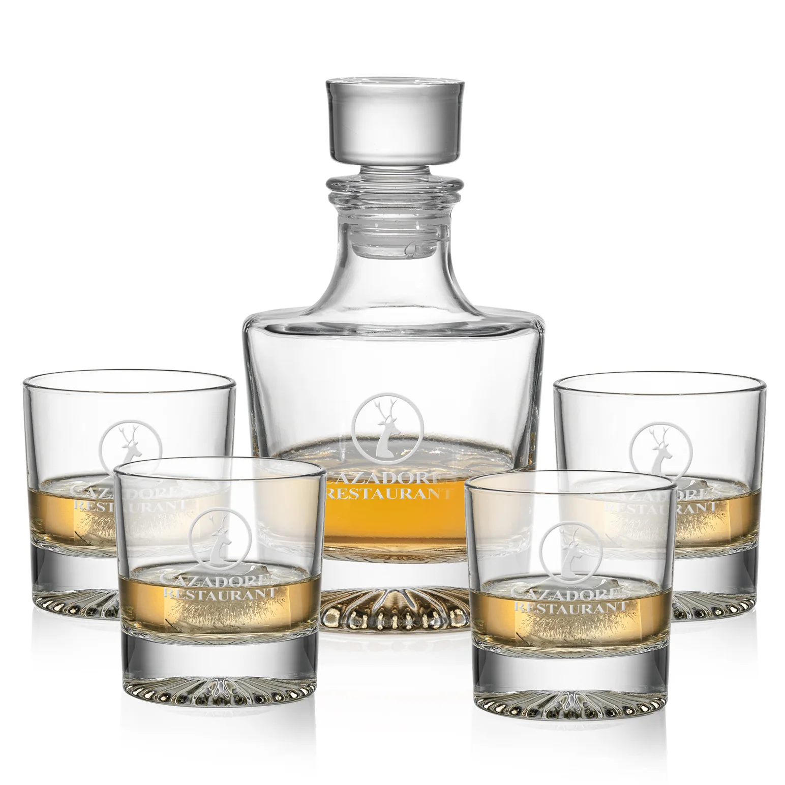Decanter Set, Deep Etch, Decanter & 4 OTR