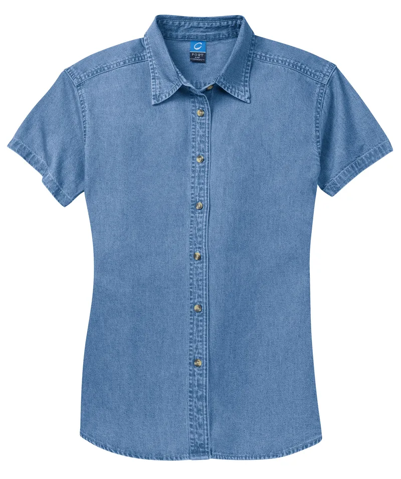 Port & Co™ Women's Short Sleeve Value Denim Shirt.
