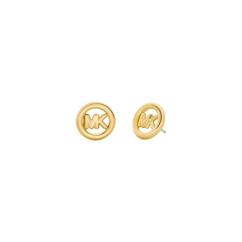 Michael Kors Small Logo Charm Stud Earrings in Gold