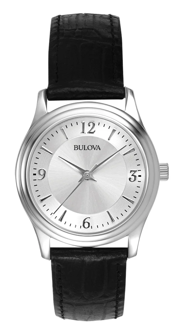 Bulova Watches Corporate Collection Ladies' Black Leather Strap Watch