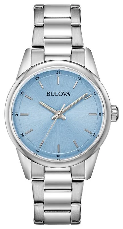 Bulova Watches Ladies' Classic Stainless Steel Watch, Light Blue Dial