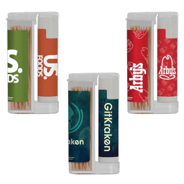 Wooden Toothpicks in a Rectangular Flip-Top Duo w/ Natural Lip Moisturizer