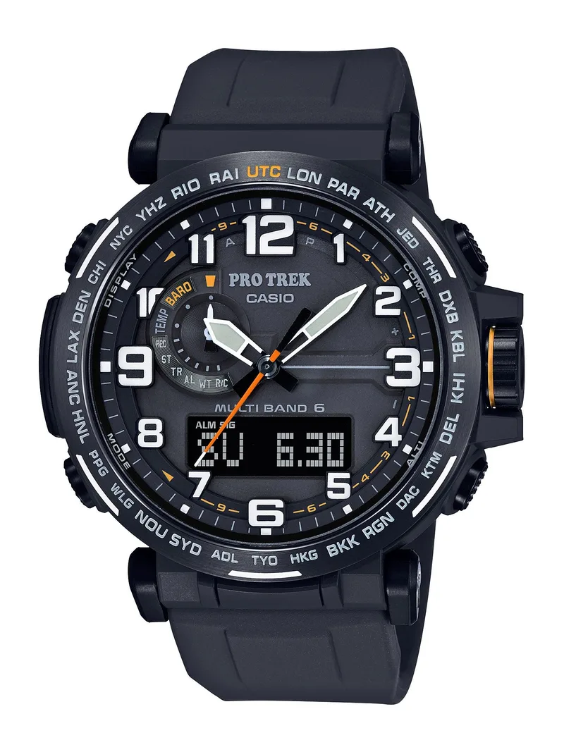 Casio Mens Pro Trek Ana-Digi Triple Sensor Navy Silicon Strap Watch